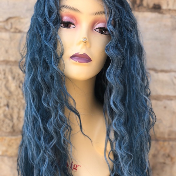 Blue Long Curly Soft Swisslace Lacefront wig - Picture 10 of 16